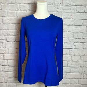 Amazon Essentials Women's M Blue Long Sleeve Modal Blend Top Cleanfit Minimal